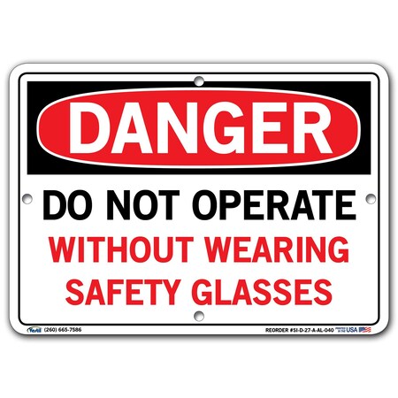 Vestil Sign, Danger, 10.5x7.5", Aluminum, .040, SI-D-27-A-AL-040 SI-D-27-A-AL-040
